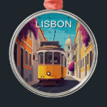 Lissabon Portugal Gult Tram Romantic Anime Stil Julgransprydnad Metall<br><div class="desc">Portugal i Lissabon är berömd för sina gulter och lila blommor. En av världens vackraste städer</div>