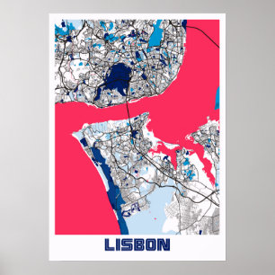 Lissabon - Portugal MilkTea City Karta Poster