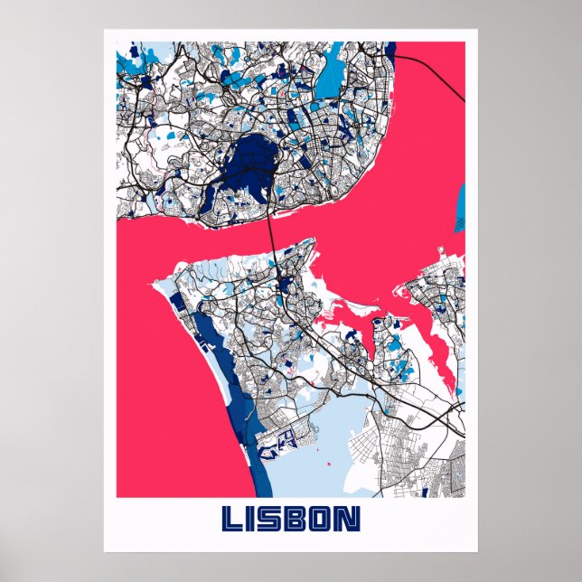 Lissabon - Portugal MilkTea City Karta Poster (Framsidan)