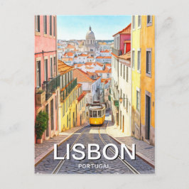 Lissabon Portugal Pantheon Alfama Akvarell Vykort