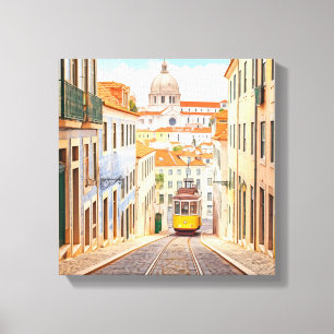Lissabon Portugal Pantheon Alfama Watercolor Canvastryck