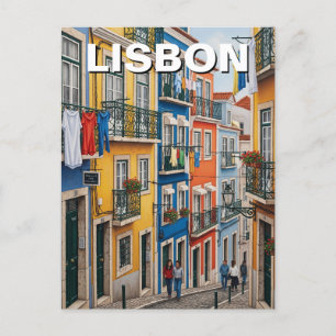 Lissabon Portugal Pantheon Alfama Watercolor Vykort