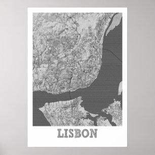 Lissabon - Portugal Pencil City Karta Poster
