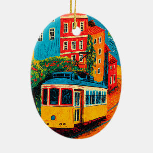 Lissabon Portugal Resa Julgransprydnad Keramik