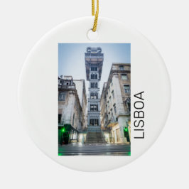 Lissabon Portugal Retro Elevator Helgdag Souvenir Julgransprydnad Keramik