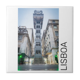Lissabon Portugal Retro Elevator Helgdag Souvenir Kakelplatta