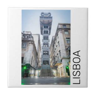 Lissabon Portugal Retro Elevator Helgdag Souvenir Kakelplatta