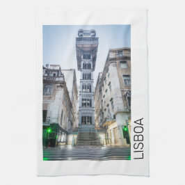 Lissabon Portugal Retro Elevator Helgdag Souvenir Kökshandduk