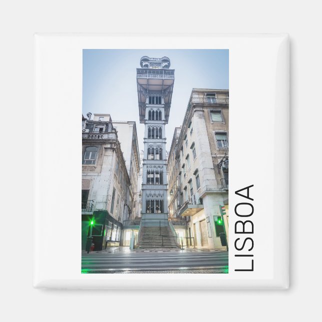 Lissabon Portugal Retro Elevator Helgdag Souvenir Magnet (Framsidan)