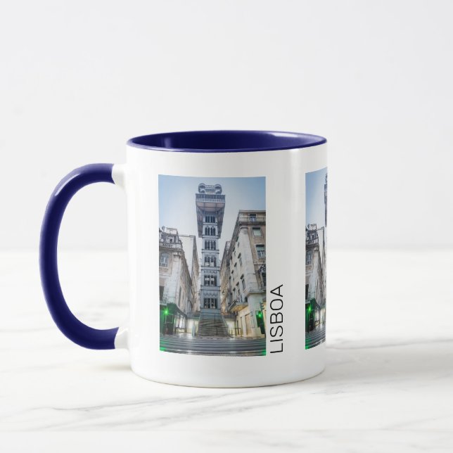 Lissabon Portugal Retro Elevator Helgdag Souvenir Mugg (Vänster)