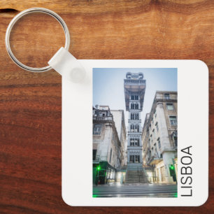 Lissabon Portugal Retro Elevator Helgdag Souvenir Nyckelring