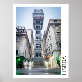 Lissabon Portugal Retro Elevator Helgdag Souvenir Poster