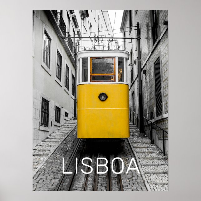 Lissabon Portugal Retro Tram Vintage Souvenir Poster (Framsidan)