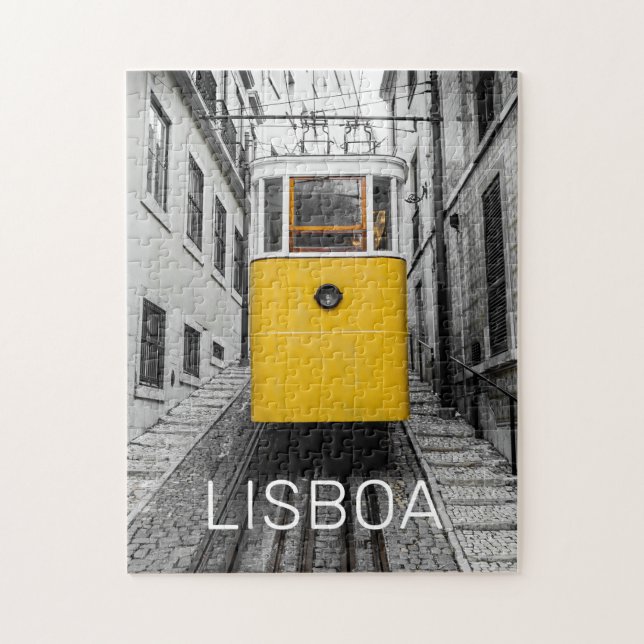 Lissabon Portugal Retro Tram Vintage Souvenir Pussel (Vertikal)