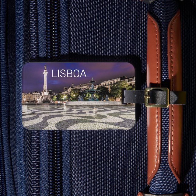 Lissabon Portugal Rossio Square Helgdag Souvenir Bagagebricka (Framsida Insitu 4)
