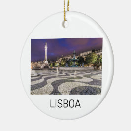 Lissabon Portugal Rossio Square Helgdag Souvenir Julgransprydnad Keramik