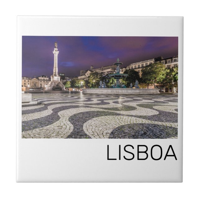 Lissabon Portugal Rossio Square Helgdag Souvenir Kakelplatta (Framsidan)