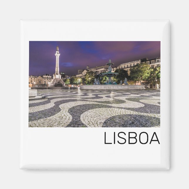 Lissabon Portugal Rossio Square Helgdag Souvenir Magnet (Framsidan)