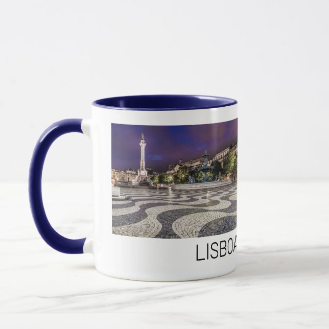 Lissabon Portugal Rossio Square Helgdag Souvenir Mugg (Vänster)