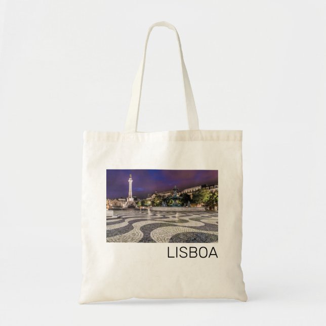 Lissabon Portugal Rossio Square Helgdag Souvenir Tygkasse (Framsidan)