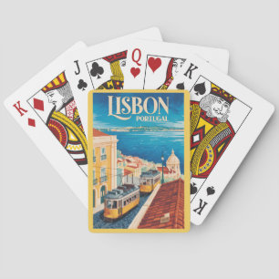 Lissabon Portugal Silhuett Illustration Resa Konst Casinokort