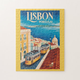 Lissabon Portugal Silhuett Illustration Resa Konst Pussel