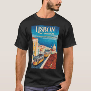 Lissabon Portugal Silhuett Illustration Resa Konst T Shirt