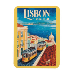 Lissabon Portugal Siluett Illustration Resa Konst Magnet