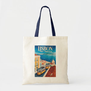 Lissabon Portugal Siluett Illustration Resa Konst Tygkasse