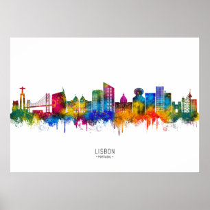 Lissabon Portugal Siluett Poster