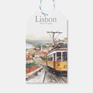 Lissabon Portugal siluett - Vintage spårvagn Resek Presentetikett