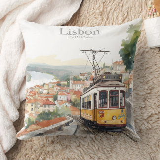 Lissabon Portugal siluett - Vintage spårvagn Resko Kudde