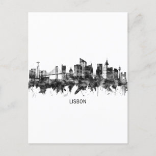 Lissabon Portugal Skyline BW Helg Vykort