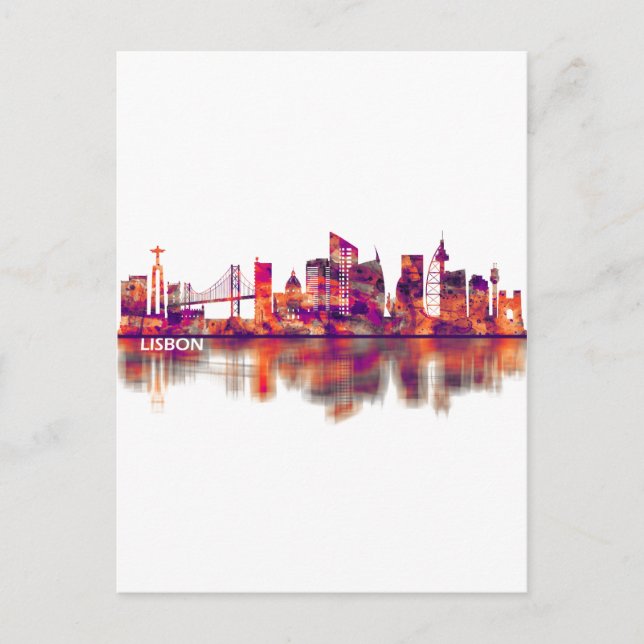 Lissabon Portugal Skyline Inbjudan Vykort (Framsida)
