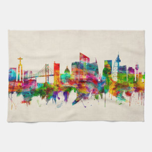 Lissabon Portugal Skyline Kökshandduk