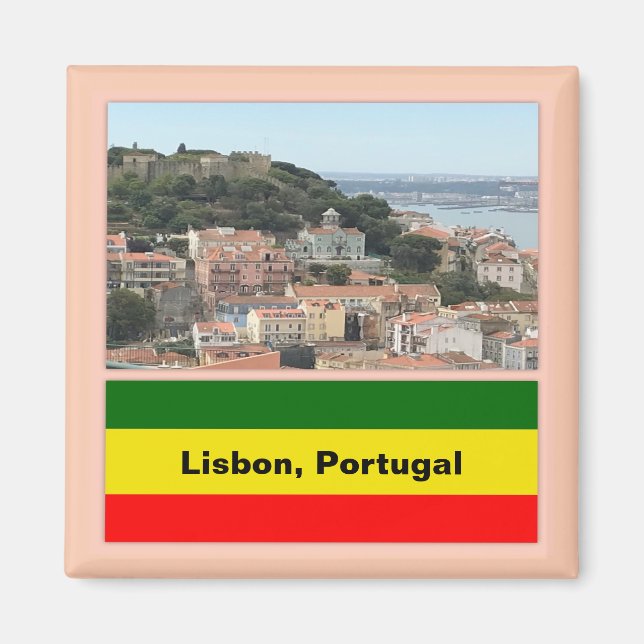 Lissabon, Portugal Skyline Magnet (Framsidan)