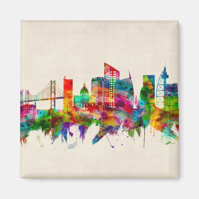 Lissabon Portugal Skyline Magnet (Framsidan)