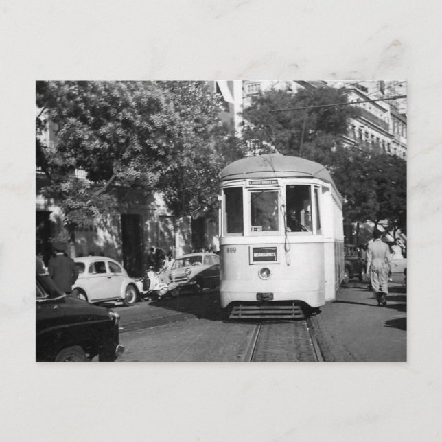 Lissabon Portugal Spårvagn 1961 Vykort (Framsida)