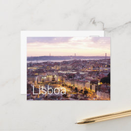Lissabon Portugal Sunset Skyline Cityscape Souveni Helg Vykort