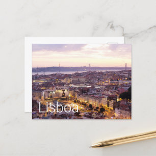 Lissabon Portugal Sunset Skyline Cityscape Souveni Helg Vykort
