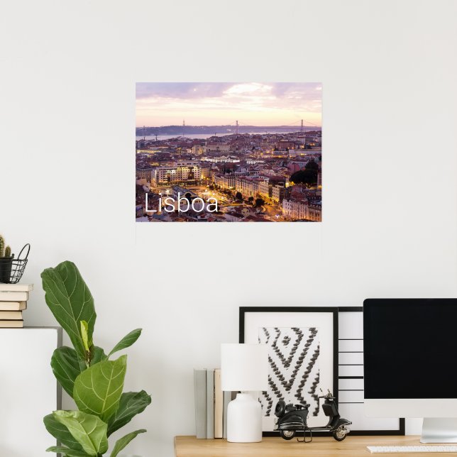 Lissabon Portugal Sunset Skyline Cityscape Souveni Poster (Hemmakontoret)