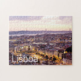 Lissabon Portugal Sunset Skyline Cityscape Souveni Pussel