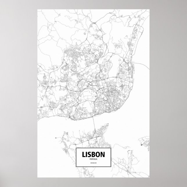 Lissabon, Portugal (svart på vitt) Poster (Framsidan)