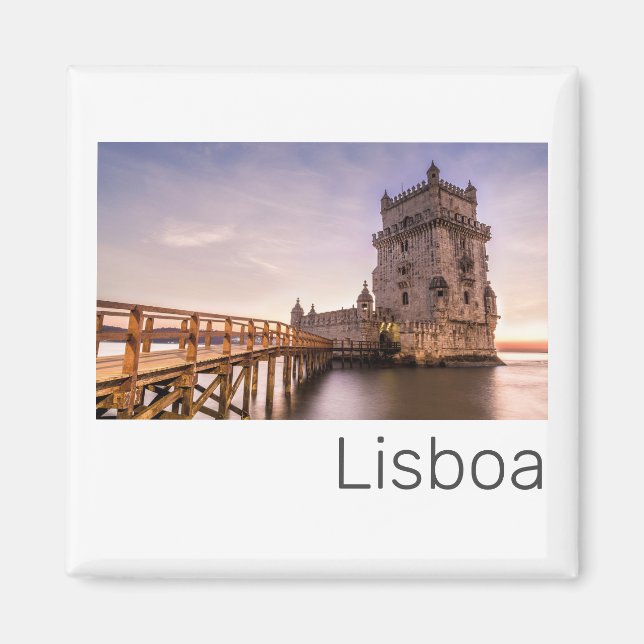 Lissabon Portugal Torre de Belém Sunset Helgdag Magnet (Framsidan)