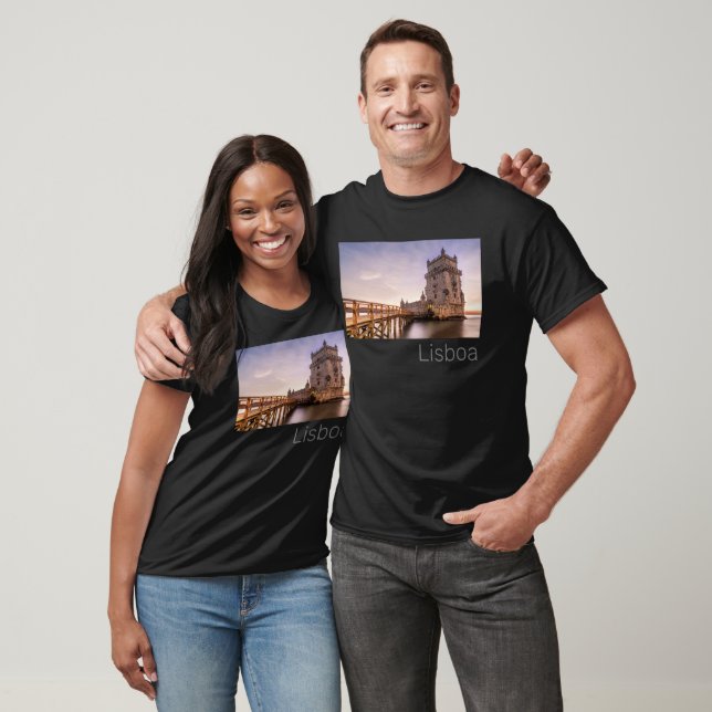 Lissabon Portugal Torre de Belém Sunset Helgdag T Shirt (Unisex)