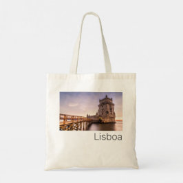 Lissabon Portugal Torre de Belém Sunset Helgdag Tygkasse