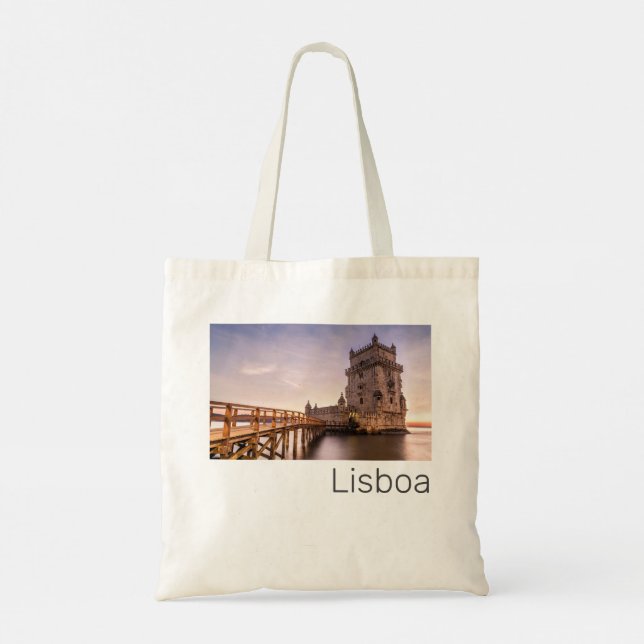 Lissabon Portugal Torre de Belém Sunset Helgdag Tygkasse (Baksida)