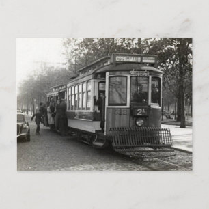 Lissabon Portugal Tram 1940-vykort Vykort