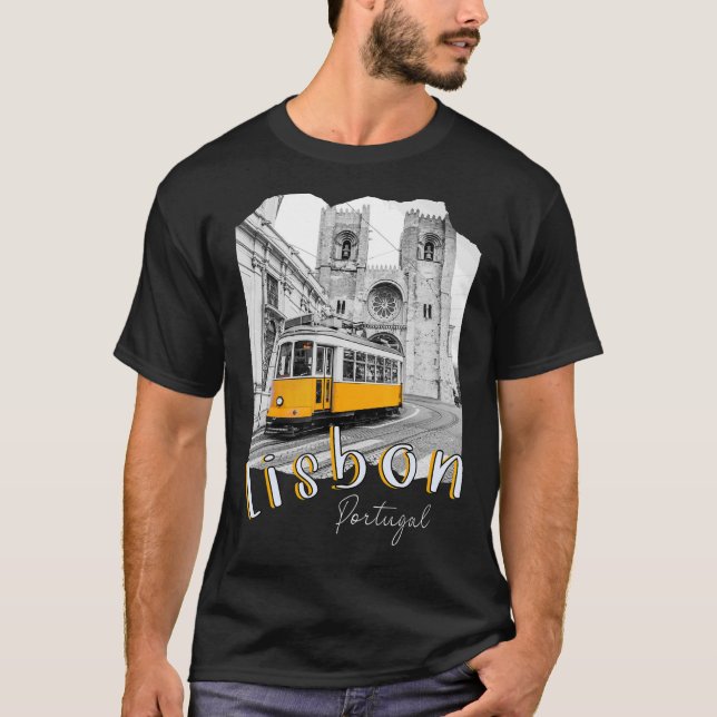 Lissabon Portugal Tram portugisiska Souvenirs Lisb T Shirt (Framsida)