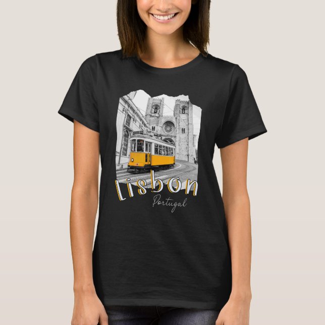 Lissabon Portugal Tram portugisiska Souvenirs Lisb T Shirt (Framsida)
